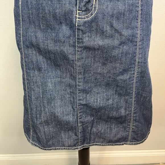 Eddie Bauer Skirt size 10 Denim Jean Knee A Line Casual Modest Pockets Western - Picture 4 of 7